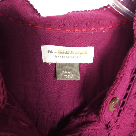 Anthropologie Pilcro Womens Purple Small The Tavi Button Down 3/4 Sleeve Shirt - Picture 3 of 7